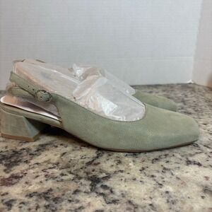 Naturalizer Liz Slingback Block Heel Dress Shoes Square Toe Green Size 9.5M